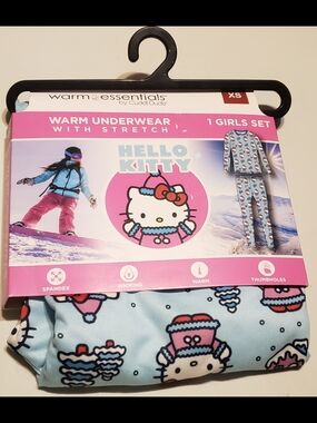 Cuddl Duds Hello Kitty Light Blue Girls' Thermal Set with Pink Accents